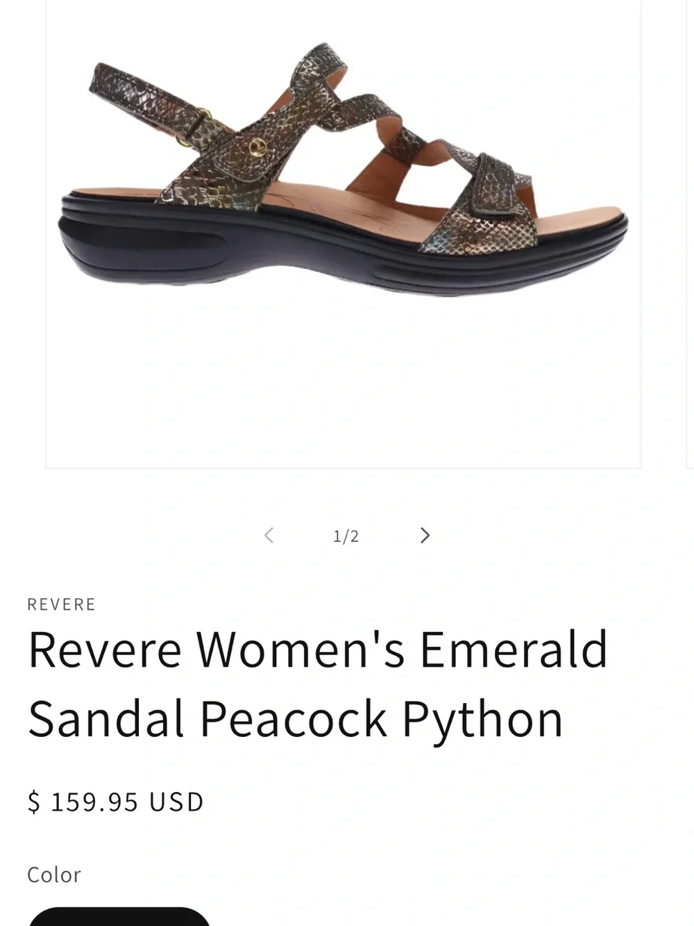 Revere Miami Peacock Python Multicolor Snake-Print Strappy Sandal Orthotic NIB